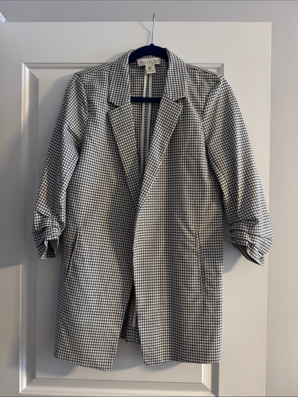 Rachel Zoe Black and White Gingham Blazer Coat